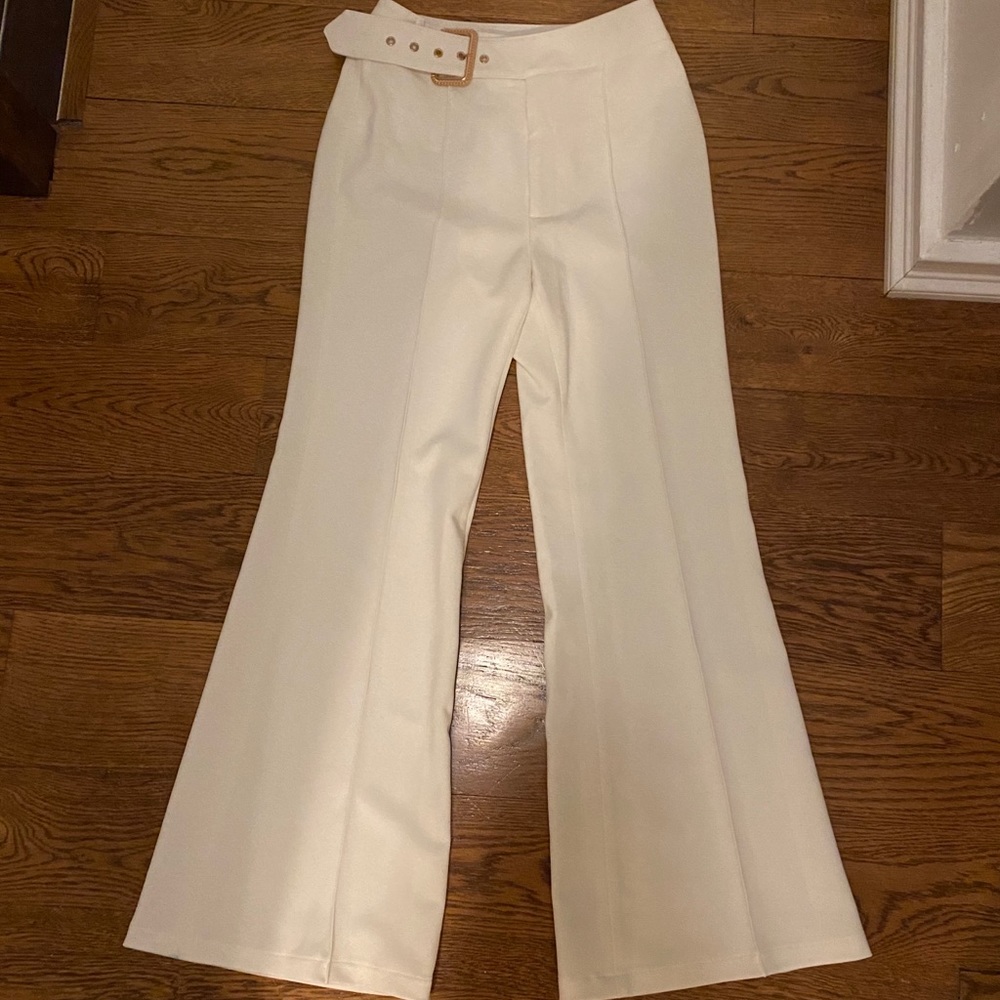 women white belted dress pants/trousers